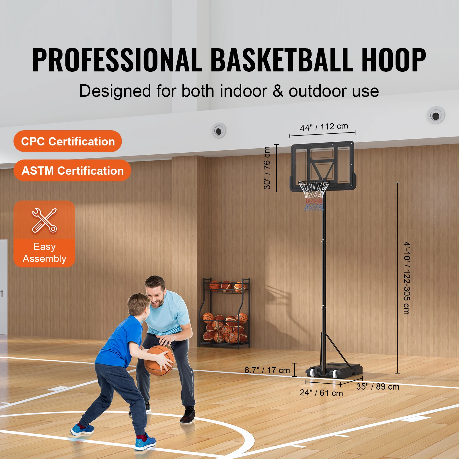 Basketball Hoop Kids Indoor - Basketball Hoop, 4-10 ft Adjustable Height