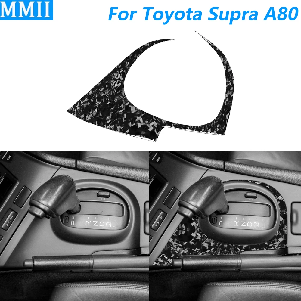 For Toyota Supra A80 MK4 1993-1999 Forged Carbon Fiber Central Gear Shift Control Surround Panel Cover Car Accessories Sticker