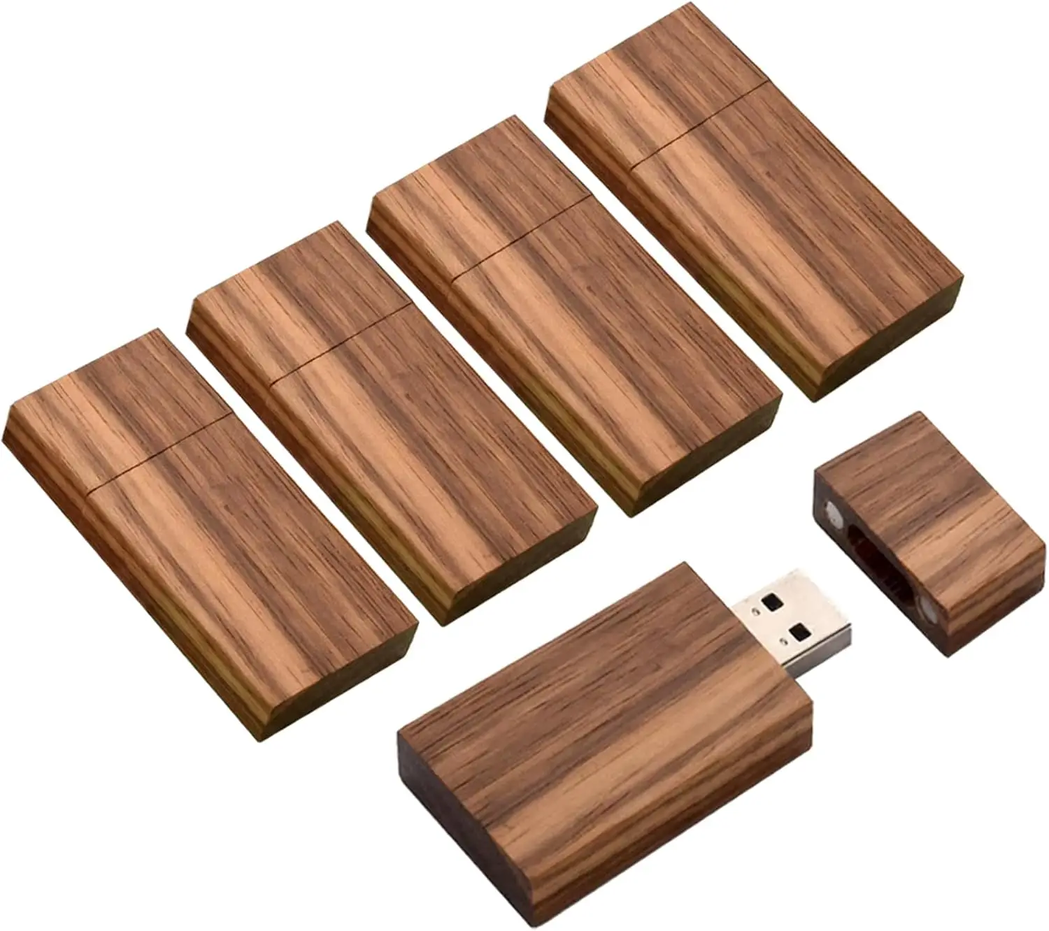 

Флеш-накопитель USB 3.0 из дерева, 32 ГБ, 5 штук, прямоугольный, из орехового дерева, для резервного копирования фото/видео, идеальный подарок (5 шт.)
