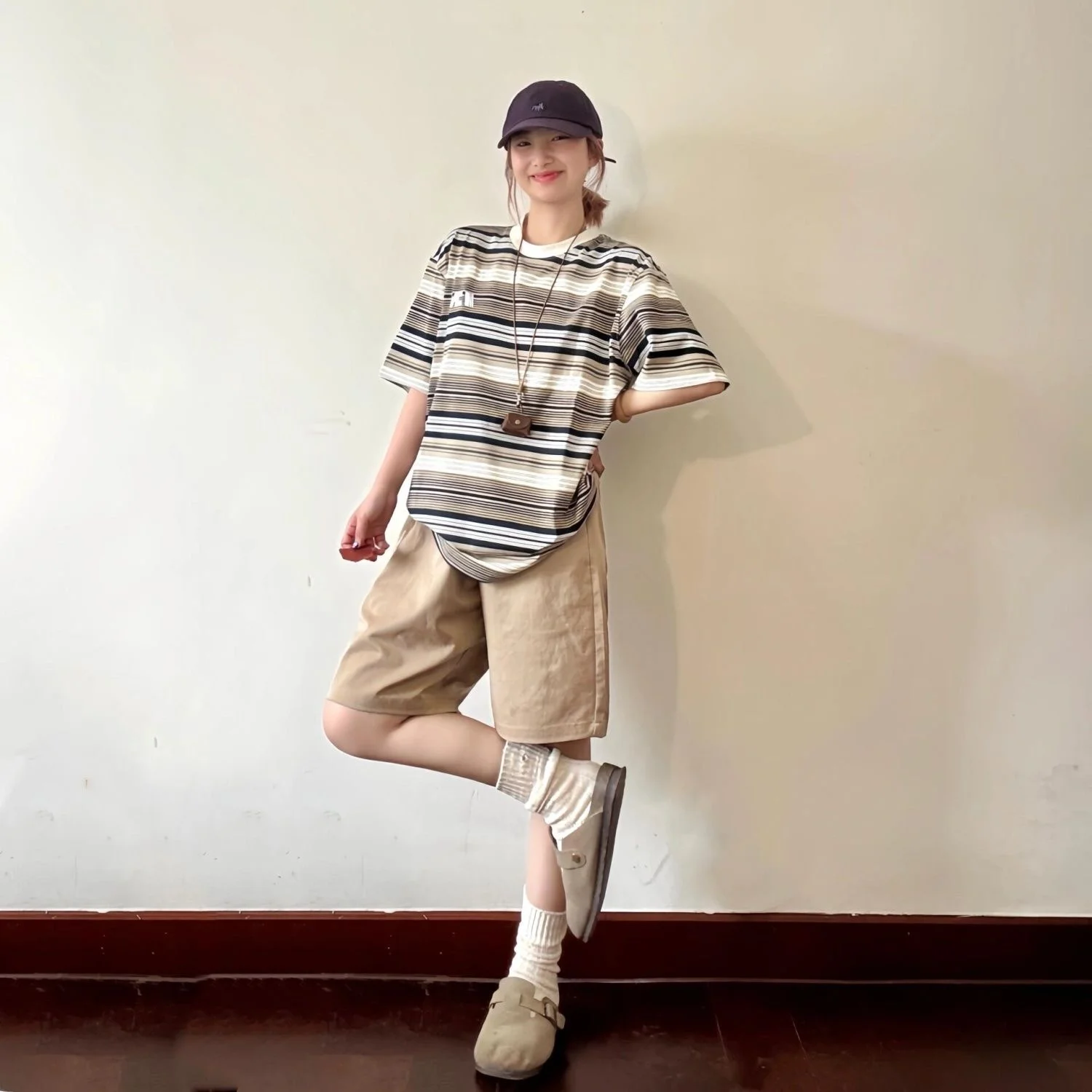 Summer Thin Khaki Color Women's Casual Work orts Loose BF Lazy Sport Slimming Five-Quarter Length High Waist Cotton Pants