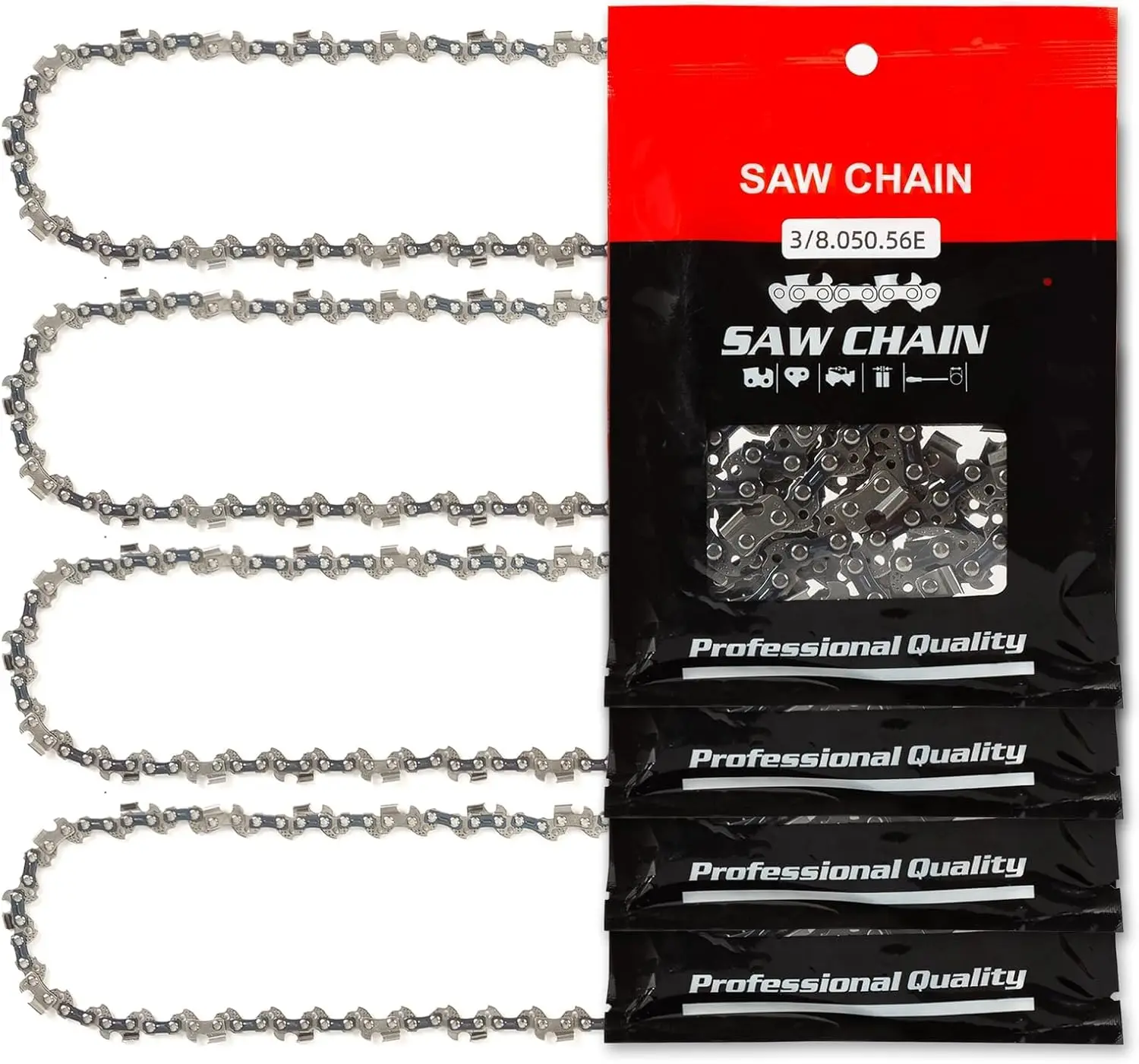 

16 Inch Chainsaw Chain 56 Drive Links 3/8" LP Pitch .050" Gauge for Craftsman Echo Poulan Greenworks 4 Pack