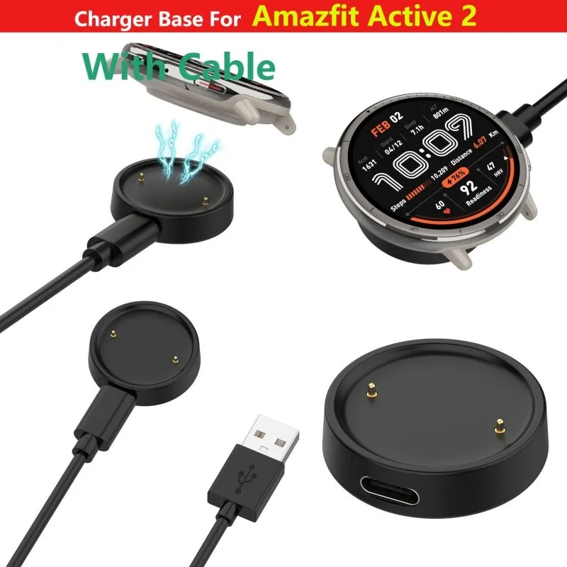 

C Shape Charger Base For Amazfit Active 2 Watch USB Cable Line Strap For Huami Amazfit Active2 Magnet Charging Dock Stand Case