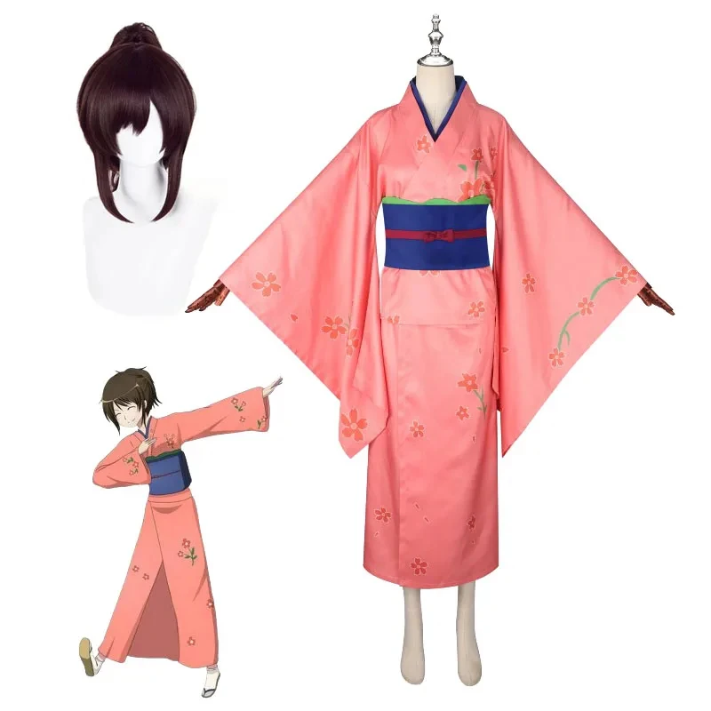 

Gintama Costume Shimura Cosplay Kimono Set Summer Festival Women's Japanese Clothing Comic-con O Tae Wigs Headgear gf;.9