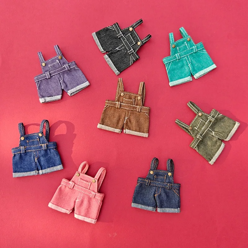 Mode Puppe Strampler Outfits Handgemachte Multi-farben Puppe Kleidung Für 15/17 cm Ropa Labubu Puppe Candy Farbe Denim kleidung