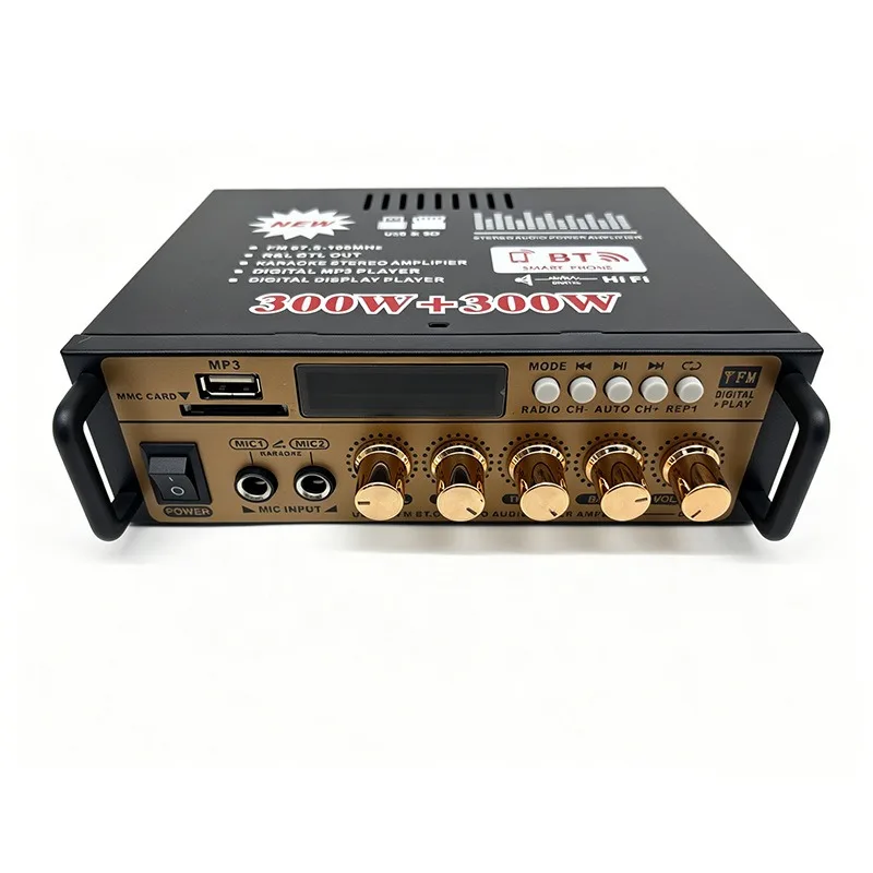 BT-198E Small Power Amplifier Speaker Bluetooth USB Radio Car Audio Amplifier Cross-Border Hot-Selling Model