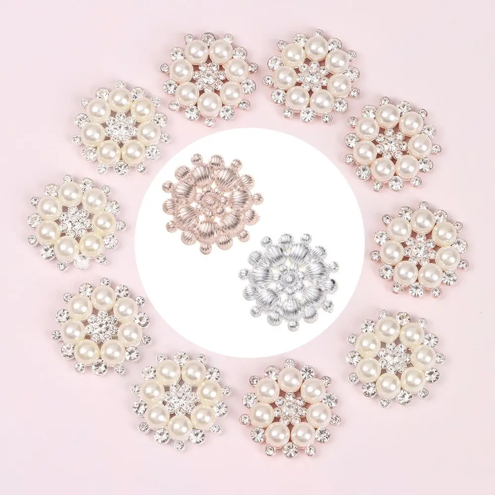 Fashion Pearl Flower Buttons Rhinestone Buttons Crystal Glass Stone Sewing Buttons Apparel  Accessories Clothes Bag Decoration