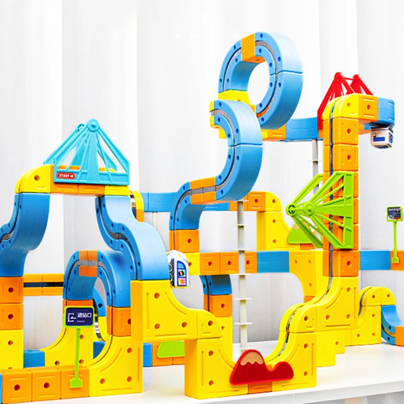 ของเล่น STEM มอนเตสซอรี่ รถไฟแม่เหล็กไฟฟ้าสำหรับเด็ก ชุดราง DIY เสริมพัฒนาการสมอง ชุดเรียนรู้ ของขวัญคริสต์มาสสำหรับเด็ก