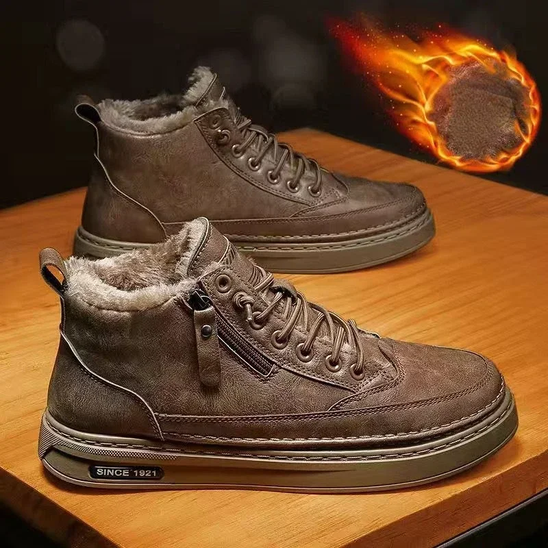 Męskie zimowe ciepłe bawełniane buty 2024 Nowa klasyczna moda Retro Pluszowe wygodne antypoślizgowe buty śnieżne Outdoor Sports Casual Shoes