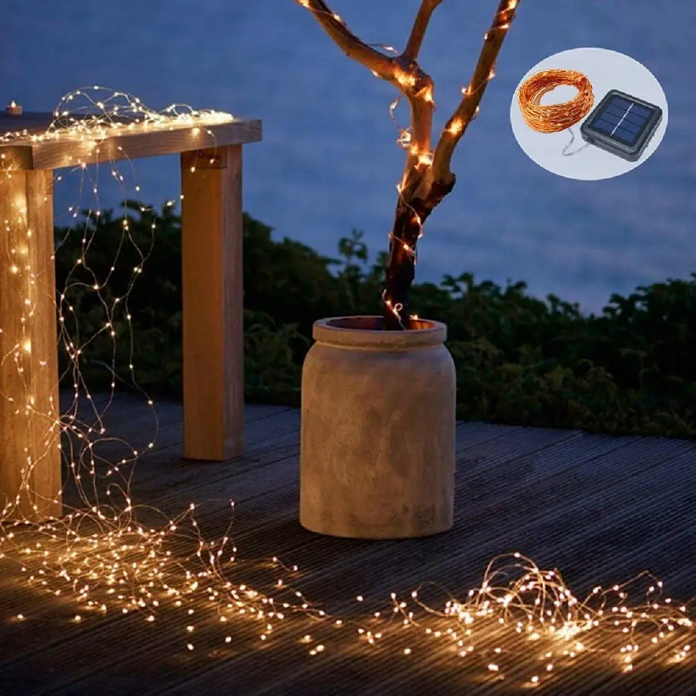 2/4 pcs Solar String Light Outdoor Garden Fairy Lights 33 feet 8 Modes Festoon Lamp Christmas Party Solar Lamp Decor ﻿