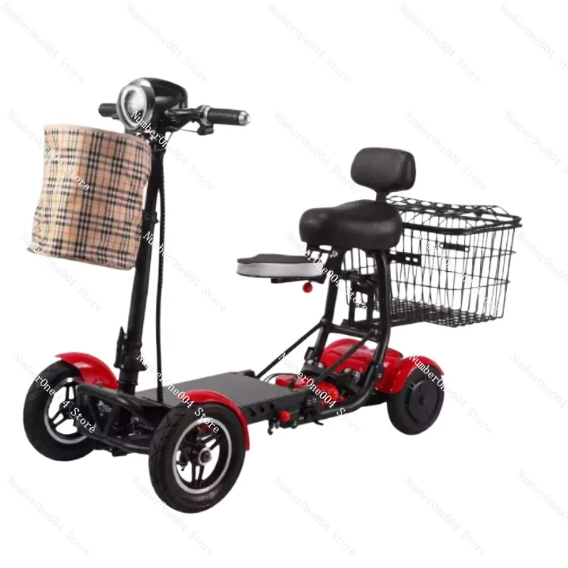 

Foldable Four Wheel Electric Scooter for Old People Seniors Travel Folding Mobility Scooter 4 Wheels 250W Dual Motor Protable