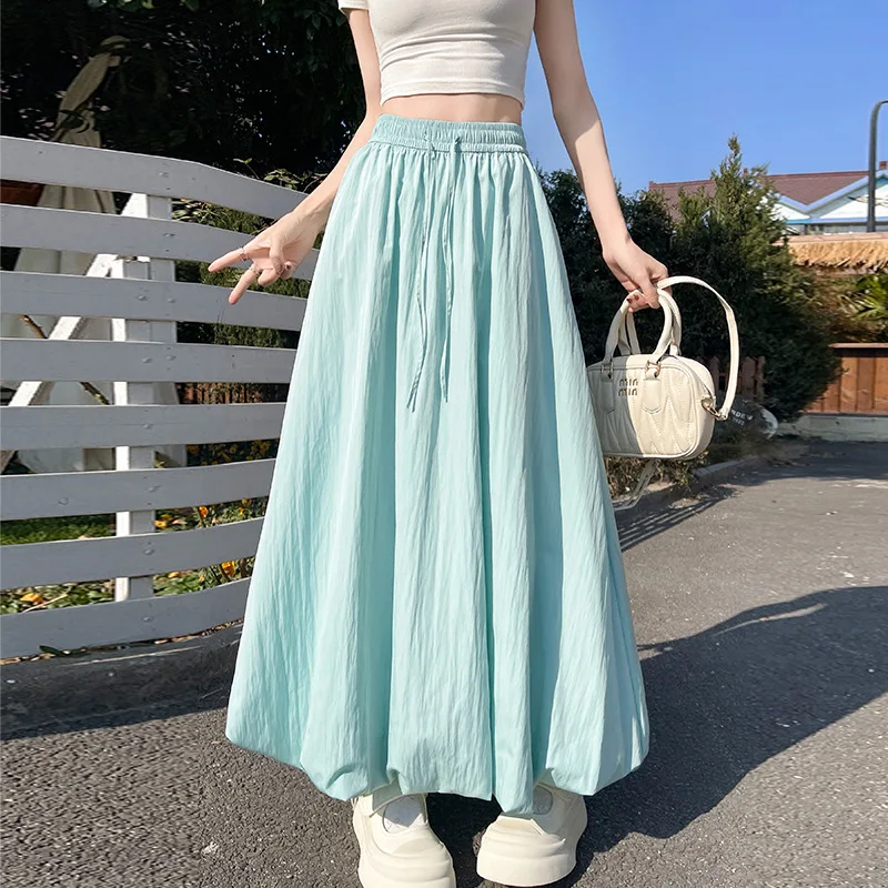Japanese Korean style High Waist Slim Mid Length Versatile Cloud Half Puffy Umbrella Skirts Women's Bottom 2025 Spring Autumn