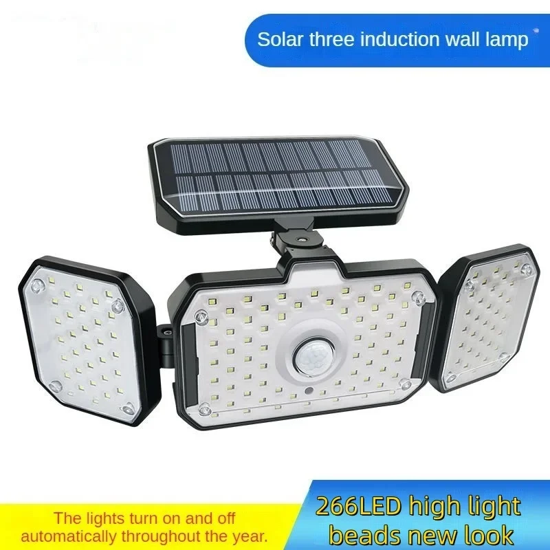 

Solar sensor light three head LED super bright waterproof courtyard outdoor rotating large capacity night emergency light