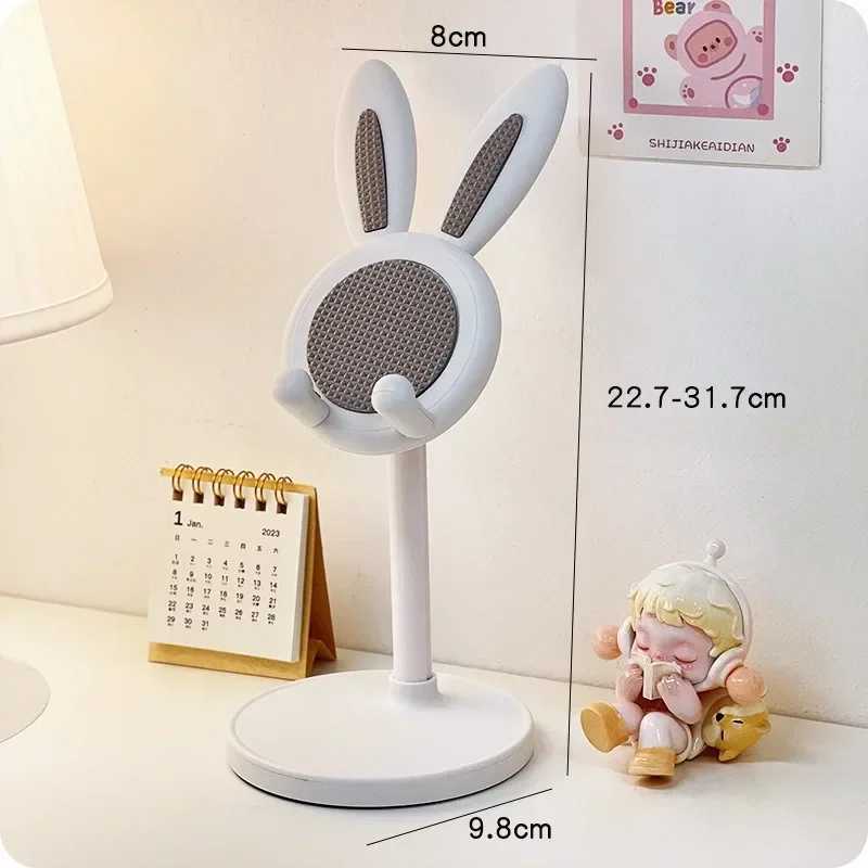 Pink Phone Holder Desktop Cell Phone Stand For iPhone 13 14 Samsung Smartphone Adjustable Lovely Rabbit Cartoon Table 1pcs
