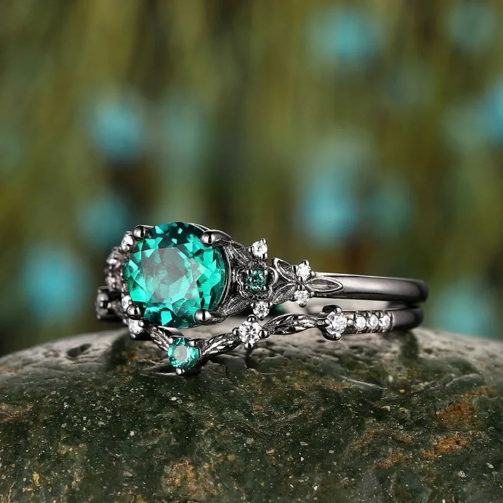 خاتم زركونيا مكعب زمردي مرصع باللون الأسود الفاخر، مجوهرات إكسسوارات نسائية كلاسيكية مبتكرة لحفلات الزفاف الجديدة المبهرة