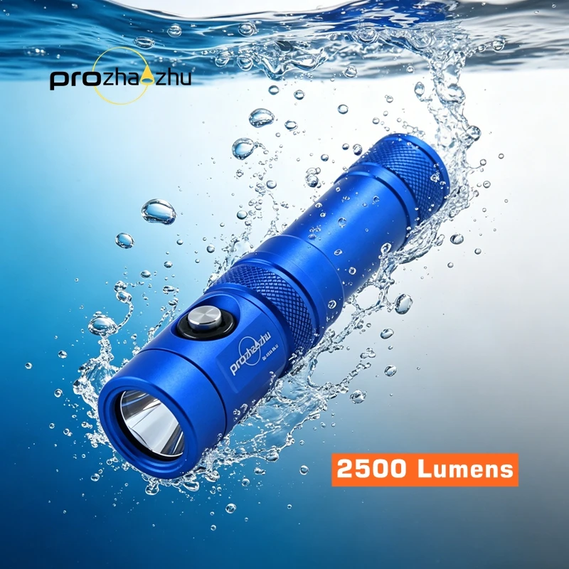 

Подводный фонарь PROZHAOZHU DL-B50 синий, 2500 люмен, водонепроницаемость IP68, дальность луча 100 м, зарядка USB-C
