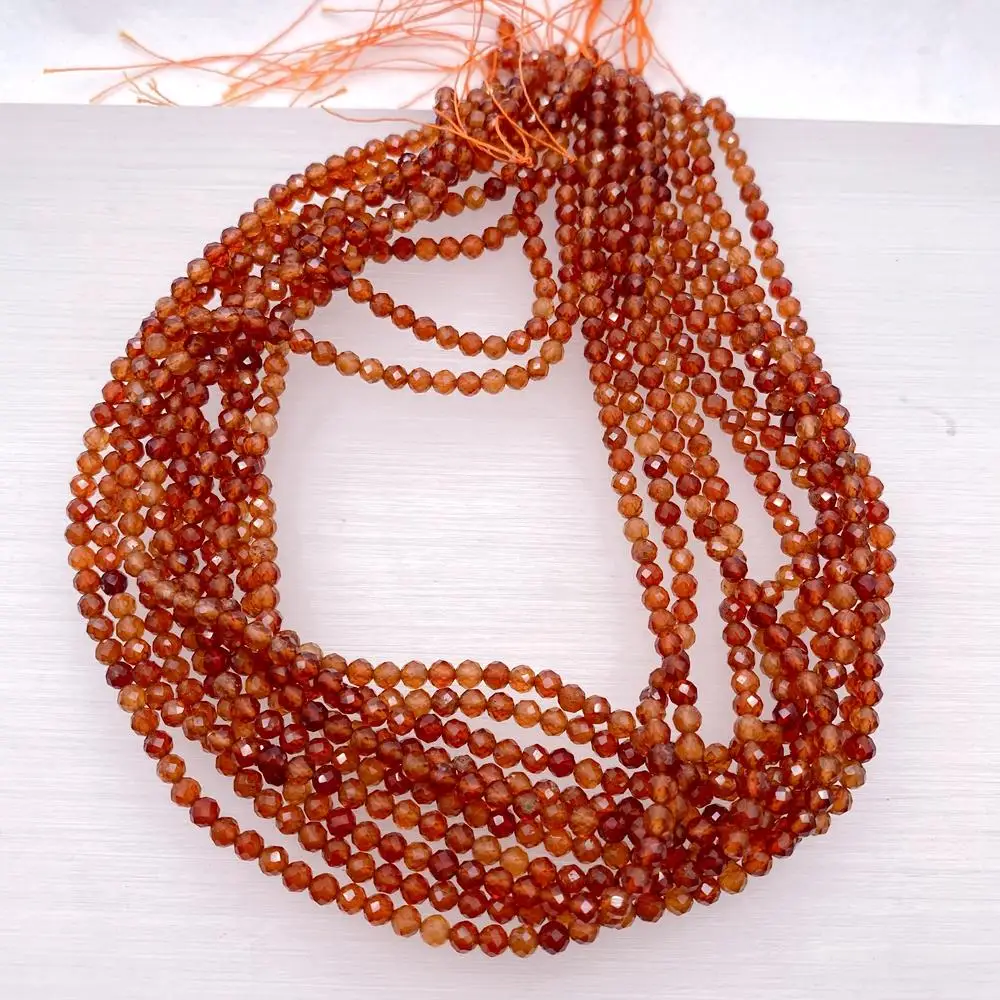 5 Strands Micro Faceted Natural spessartine garnet Beads 4mm Faceted Small Real Gemstone 15