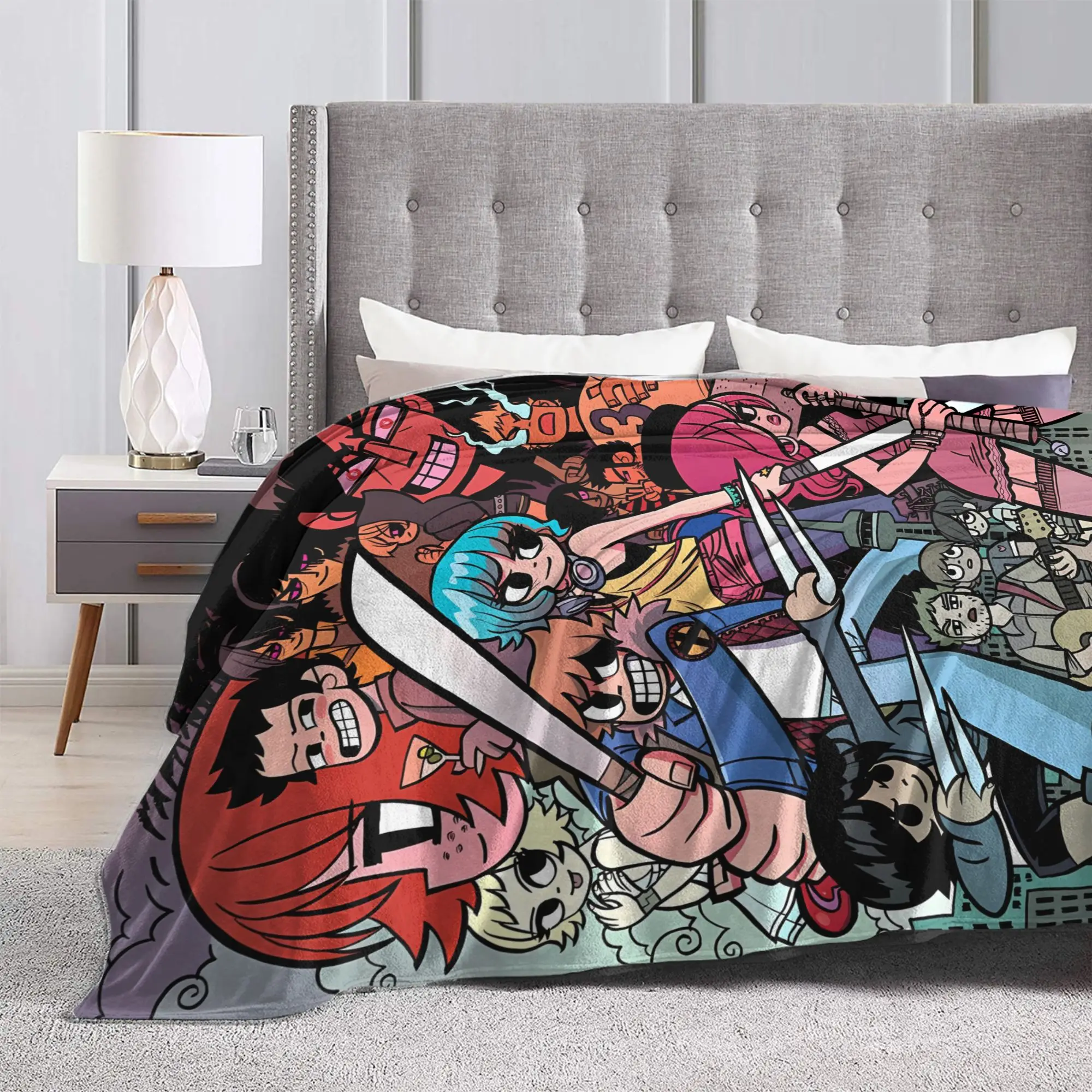 Super Warm BlanketsGirls Boys Picnic Scott Pilgrim Group Battle Bedding Throws  Flannel Bedspread For Home Decor Sofa Bed Cover