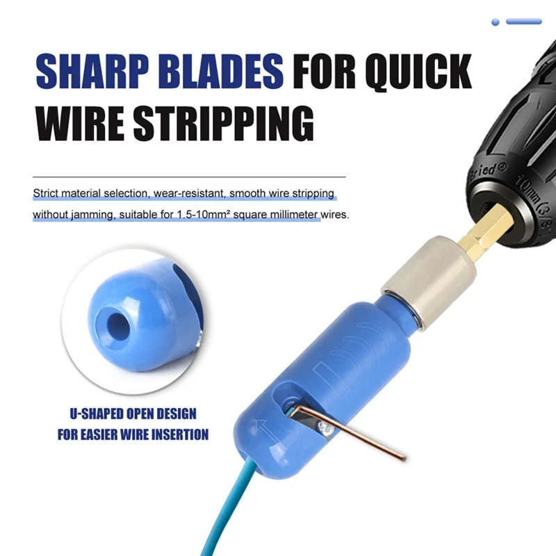 Electric Wire Stripper For Quickly Stripping Wire Use With Hand Electric Drill Portable Electrician Tool Durable Easy Install