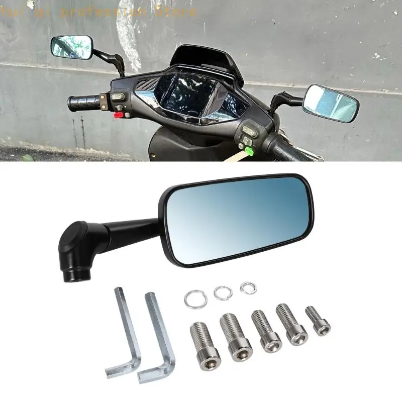 Ersatz-Motorrad-Seitenspiegel mit blau getönter Linse, verstellbarem Kugelgelenk, schwarzem Spiegelgehäuse und – Detail 4