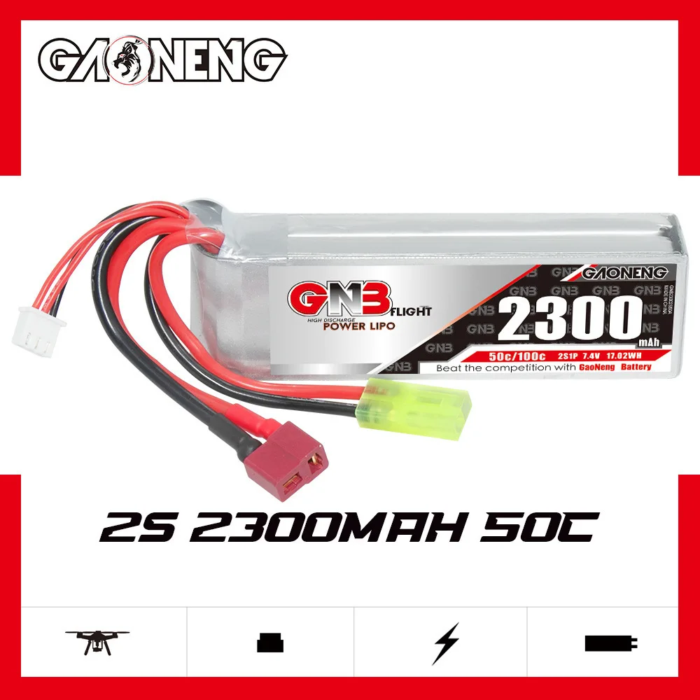 2Pcs GNB 2S 3S 4S 6S 2300mAh 50C/100C Lipo Battery With T XT60 Plug for RC Car Trucks Buggy Vehicles Models RC UAV FPV Airplane
