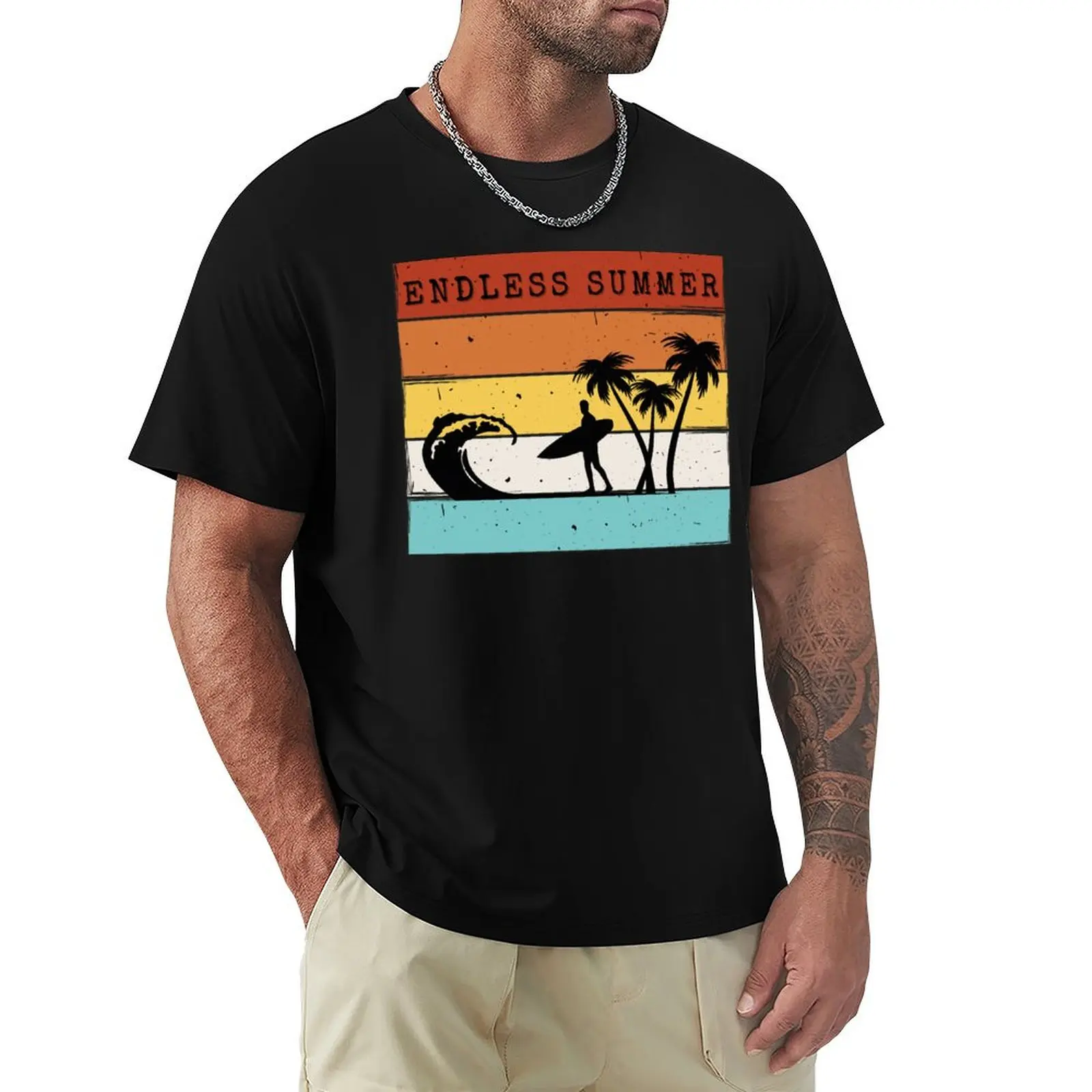 

Vintage Design, Endless Summer T-Shirt Classic Crew Neck Cotton T-Shirt