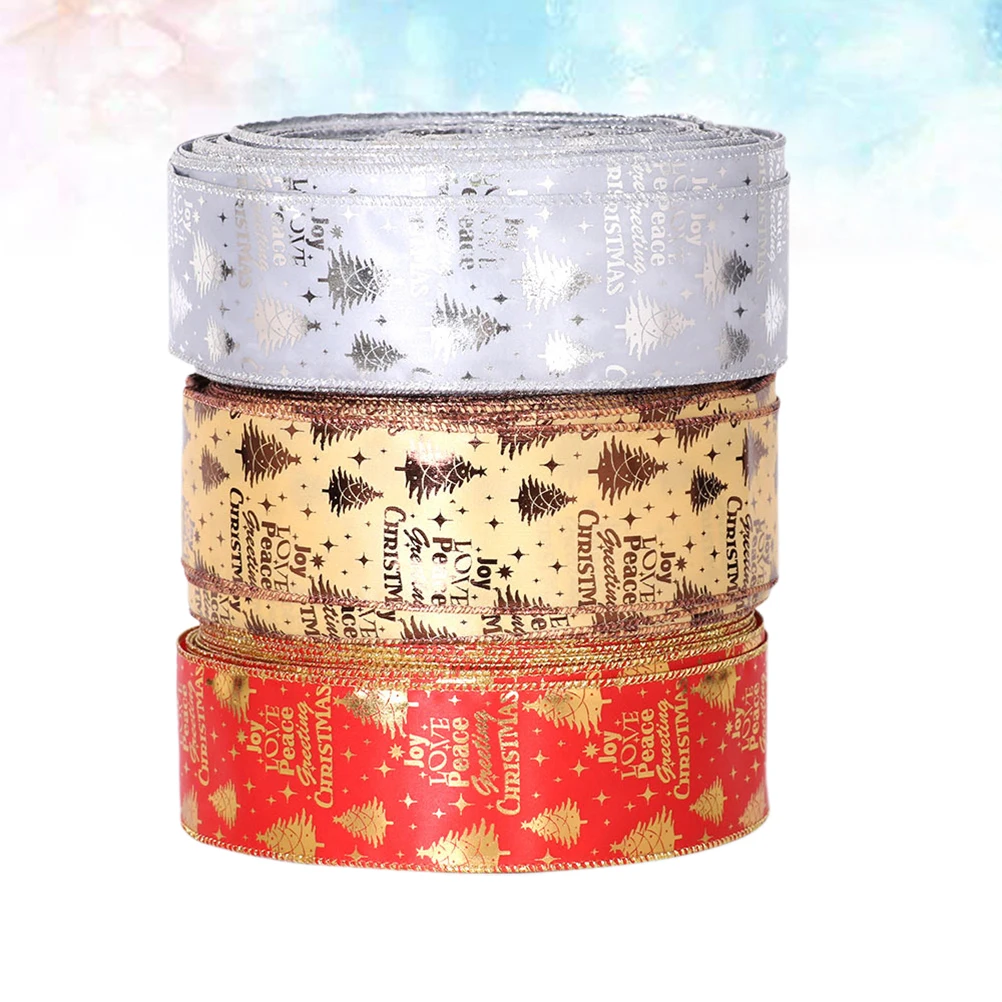 

3 PCS Christmas Tree Decoration Ribbon Pendant Gift Trees Wired Flash Decorative