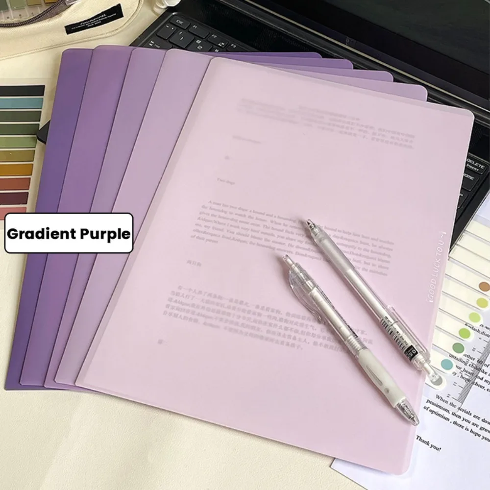 

5PCS/Set Portable PP A4 File Folder L-shaped Gradient Color File Binder Waterproof High-capacity File Organizer School Office