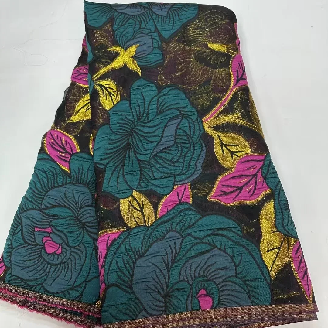 

2025 High Quality African Organza Brocade Lace Fabric 5 Yards French TulleParty Gown Dress Nigerian Jacquard Lace Sewing HJ6364