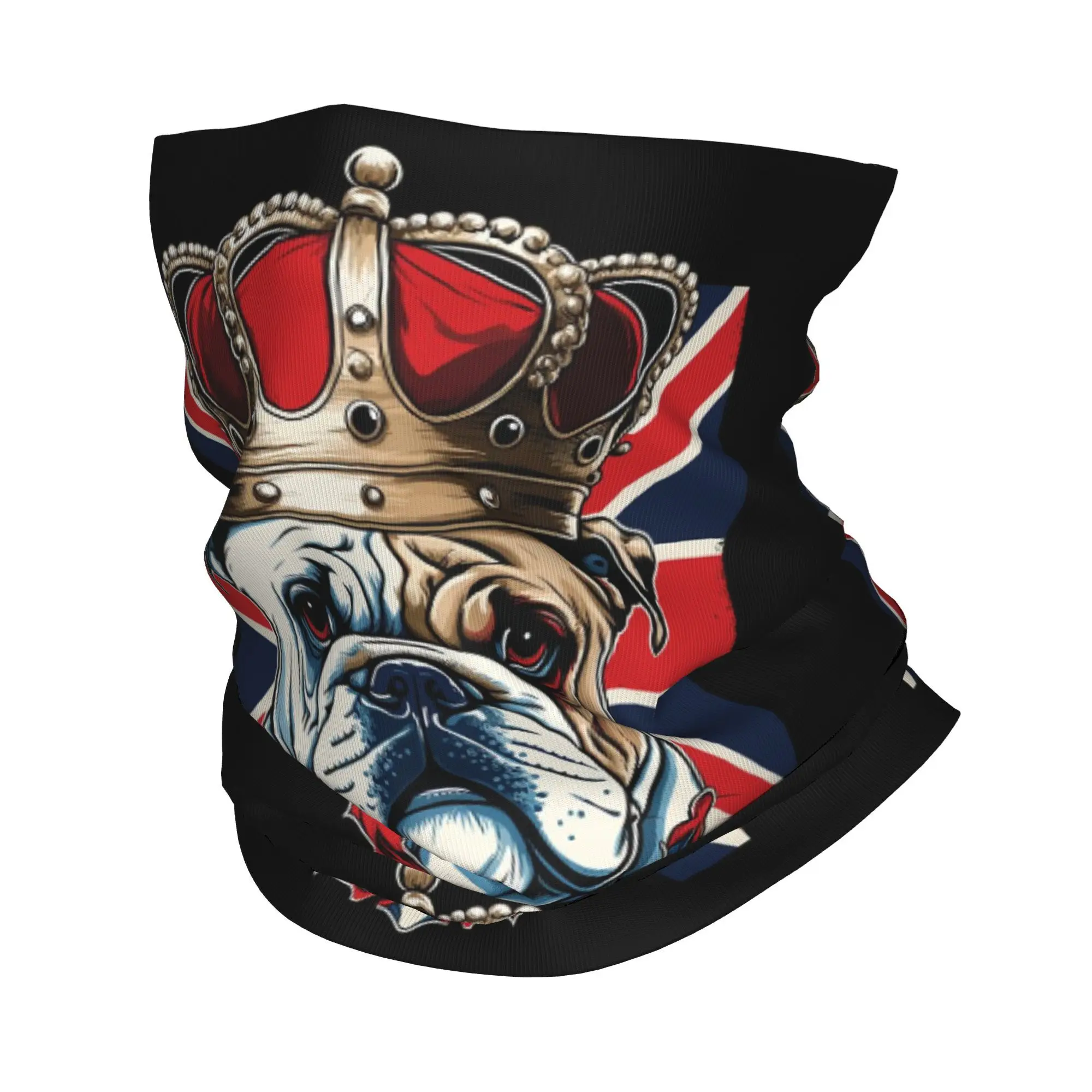 Custom British Bulldog Winter Headband Neck Warmer Hiking Hunting Tube Scarf United Kingdom British Face Bandana Gaiter