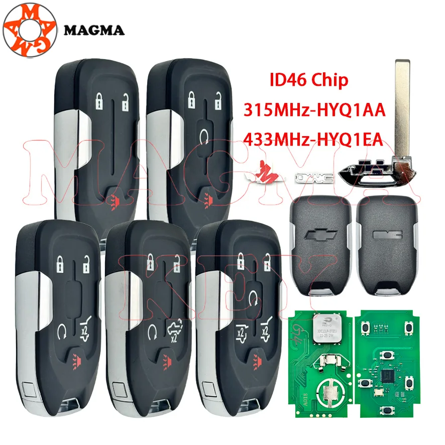 مفتاح سيارة MAGMA للتحكم عن بعد لسيارة شيفروليه سوبربان تاهو سيلفرادو جي إم سي سييرا يوكون HYQ1AA HYQ1EA ID46 315 / 433 ميجا هرتز #1