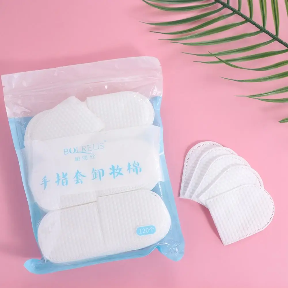 120pcs/bag Puff U-shaped Pocket Cotton Pad Disposable Soft Cosmetic Pads Durable Hand Insert Make Up Removing Cotton Travel