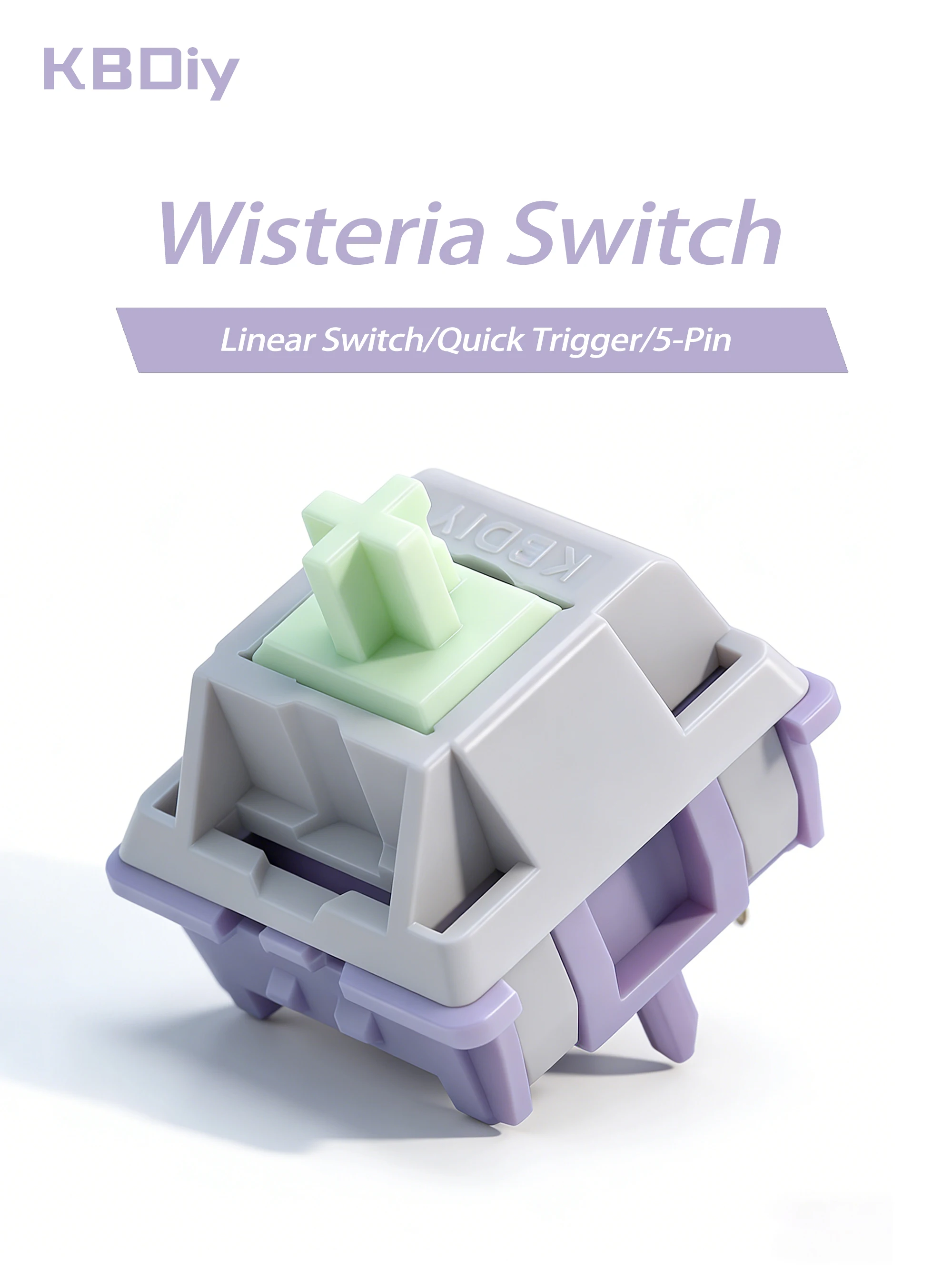 Przełączniki liniowe KBDiy Wisteria 5-PIN 39gf, wstępnie smarowane, kremowe przełączniki POM do samodzielnego montażu (DIY) 60% klawiatur mechanicznych gamingowych Aula F75 F87 — zdjęcie produktu 7