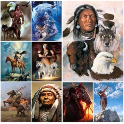 Indians Hunting Tribe Indigenous Nordic Poster Wall Art Canvas Painting Wall Pictures For Living Room Home Decor Unframed