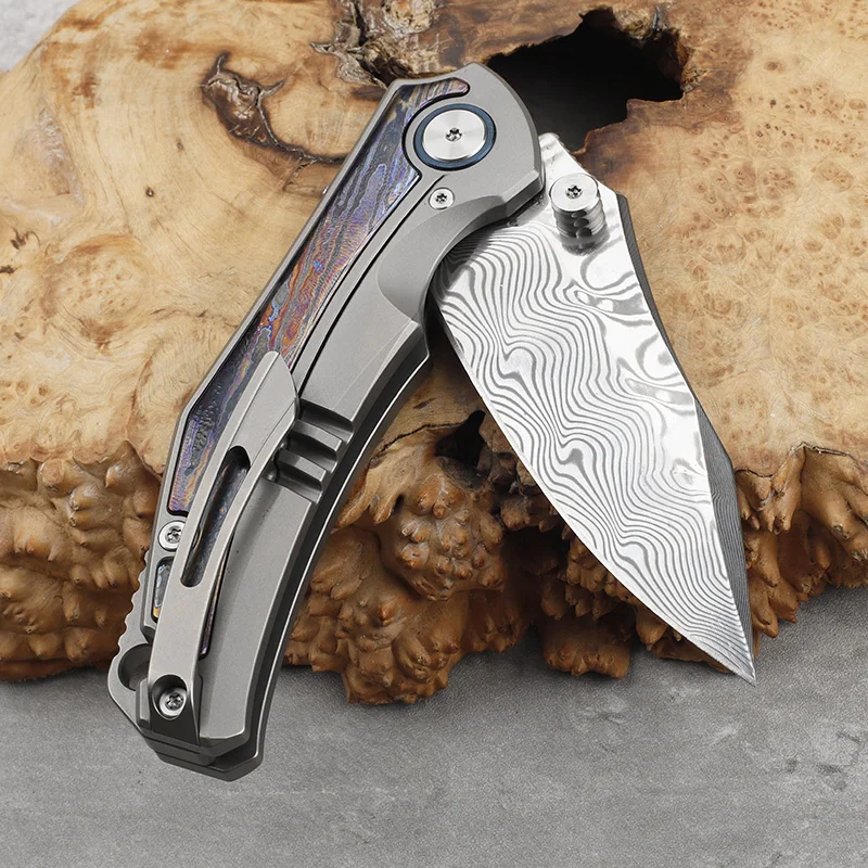 

RWL34 сердечник из дамасской стали, титановый сплав, инкрустированный цирконием, конская ручка, складной нож, уличный нож для самообороны, кемпинга