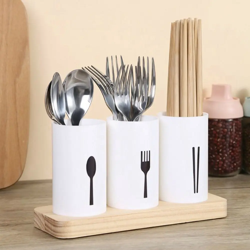 

Practical Wood Base Chopsticks Storage Rack High-grade Drying Spoon Fork Drain Box White Flatware Organizer Household