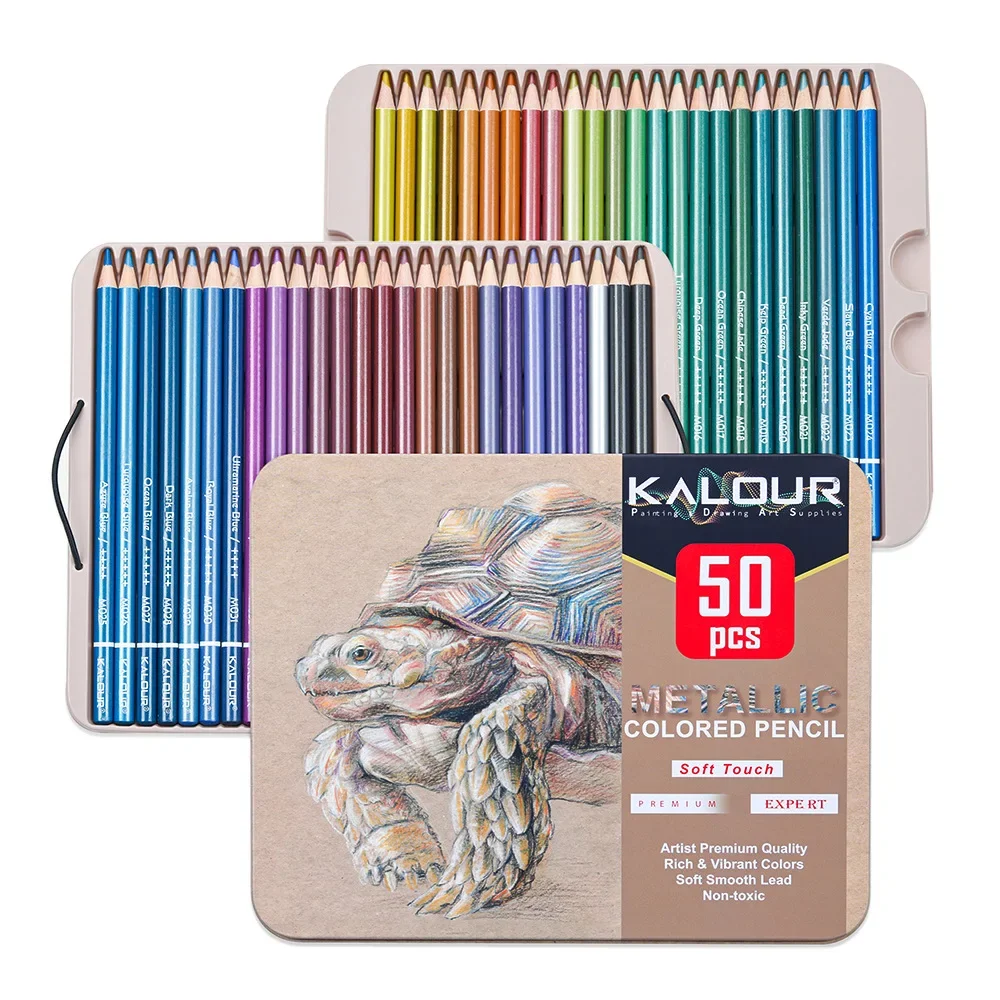 

KALOUR Color Pencil 50pcs Set Metallic Color Art Painting Bright Color Pencil Hand Draw Sketch Pencil School Art Supply