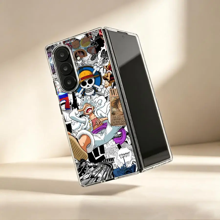 O-One P-iece Happy Cute Transparent Soft Phone Cover Case for Samsung Galaxy ZFold7 ZFold4 ZFold6 Z Fold 7 6 5 4 3 ZFold5 ZFold3