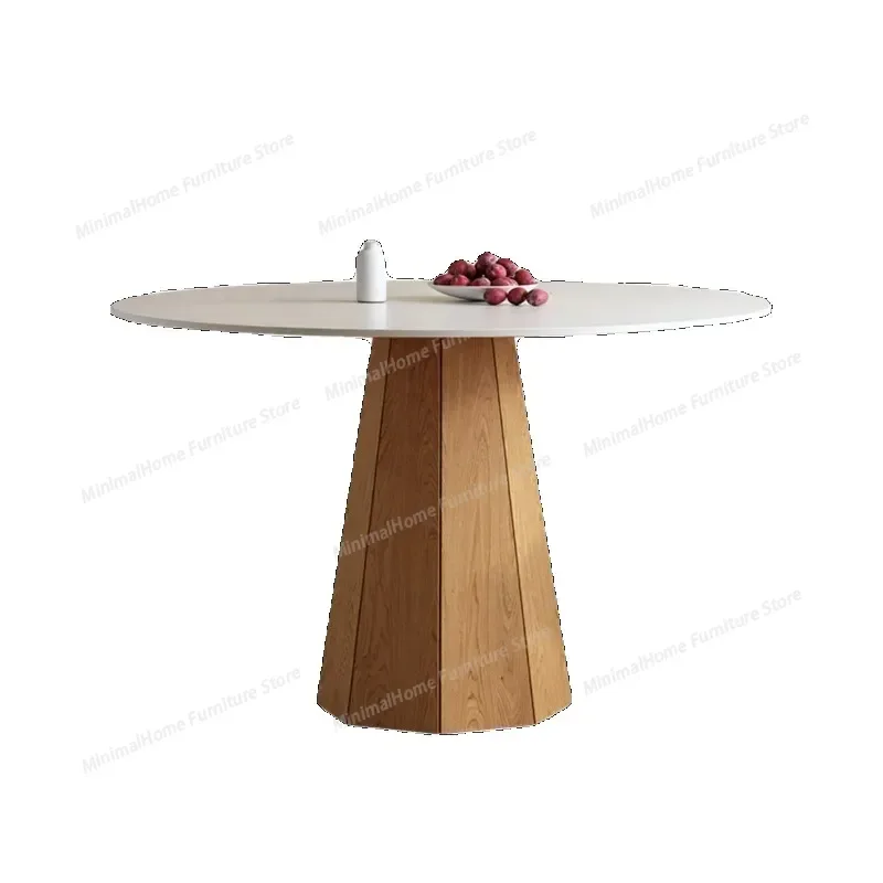 

Nordic Luxury Dining Tables Modern Simple Solid Wood Rock Plate Round Table Center Dining Room Furnitur Mesas Redondas