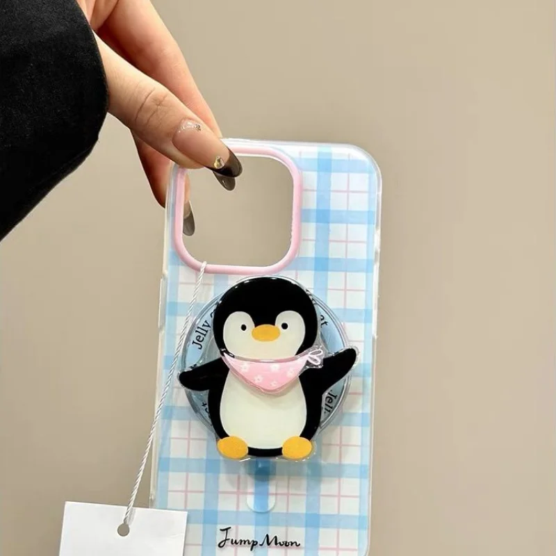 INS Cute Cartoon Penguin Dog For Magsafe Griptok Holder CellPhone Finger Ring Stand Support For iPhone 16 Samsung Girl Bracket