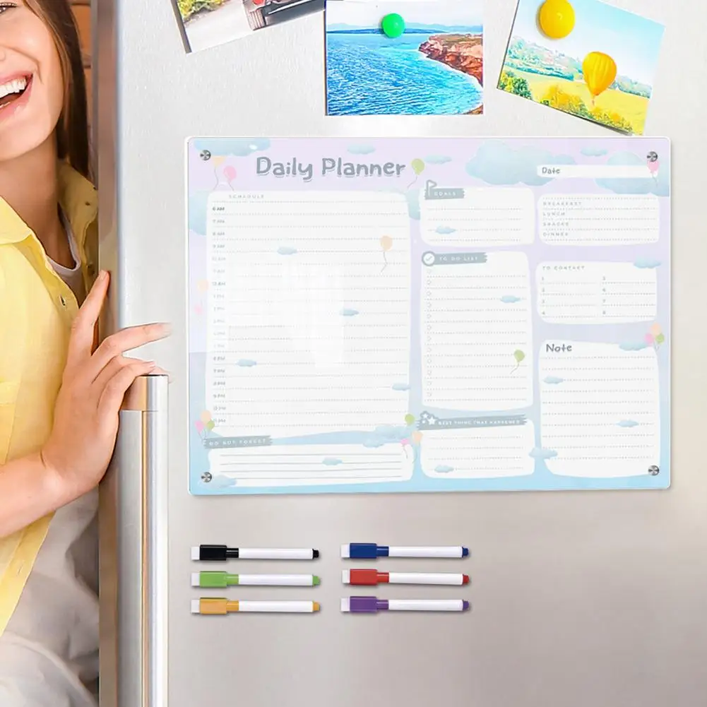 Wonderful Life Planner Organizational Magnetic Stickers Transparent Acrylic Weekly Planner Message Board for Smooth Writing