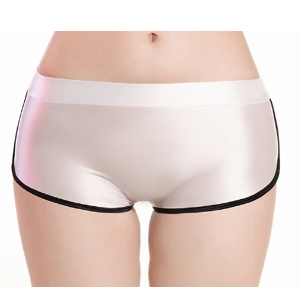 Women Shiny Safety Underpants Shorts Stretchy Yoga Shorts Seamless Underwear Smooth Ultra Thin Elastic Shorts