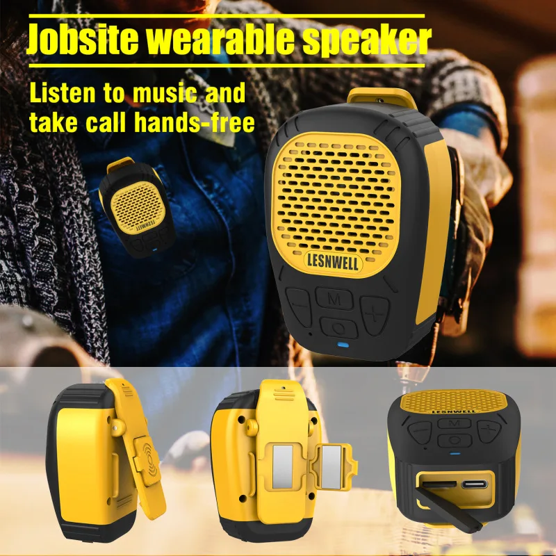 Outdoor Sports Wearable Bluetooth-Compatible5.3 Speaker with Strap Magnetic Clip-On Wireless Portable Speaker for Cycling/Hiking