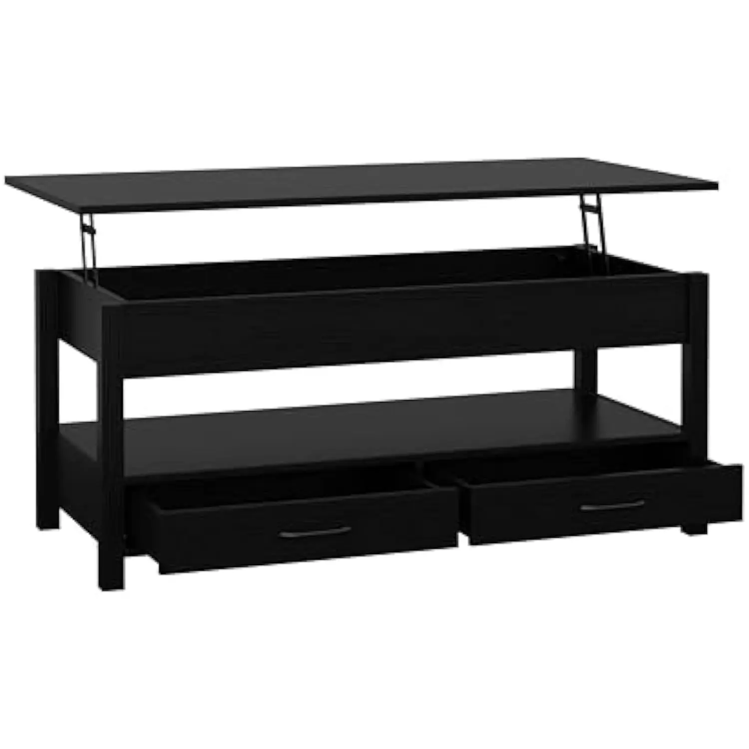 

Modern Coffee Table Lift Top Coffee Table with Drawers and Hidden Compartment, Tea Table with Wooden Lift Tabletop, for Living