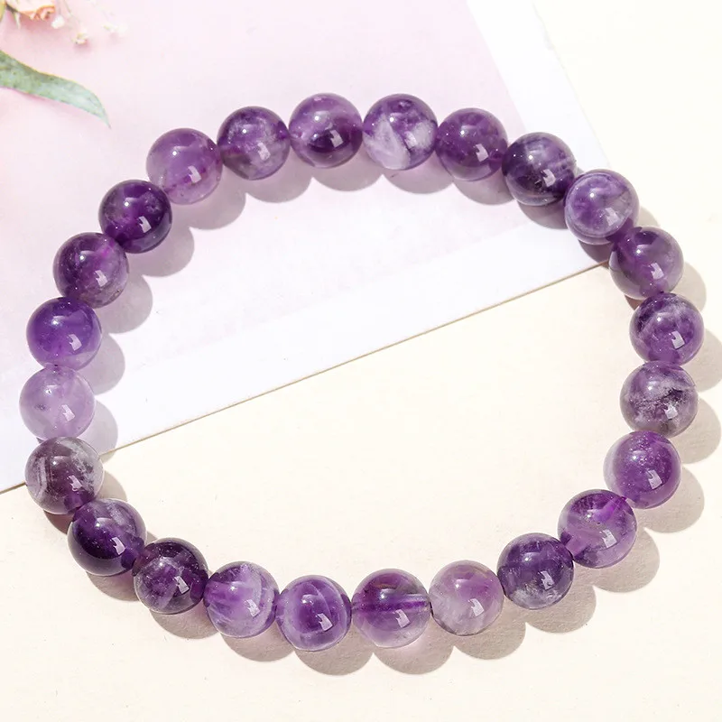 AAAANatural Dream Lace Amethyst Stone Beaded Bracelets Women Purple Crystal Quartz Energy Bead Reiki Healing Bangle Jewelry Gift