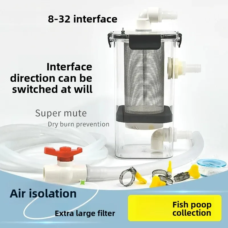 Fish Stool Collector Precipitation Type Fecal Suction Tank Front  Screen Separation Upper Lower Bottom Filter External Fish