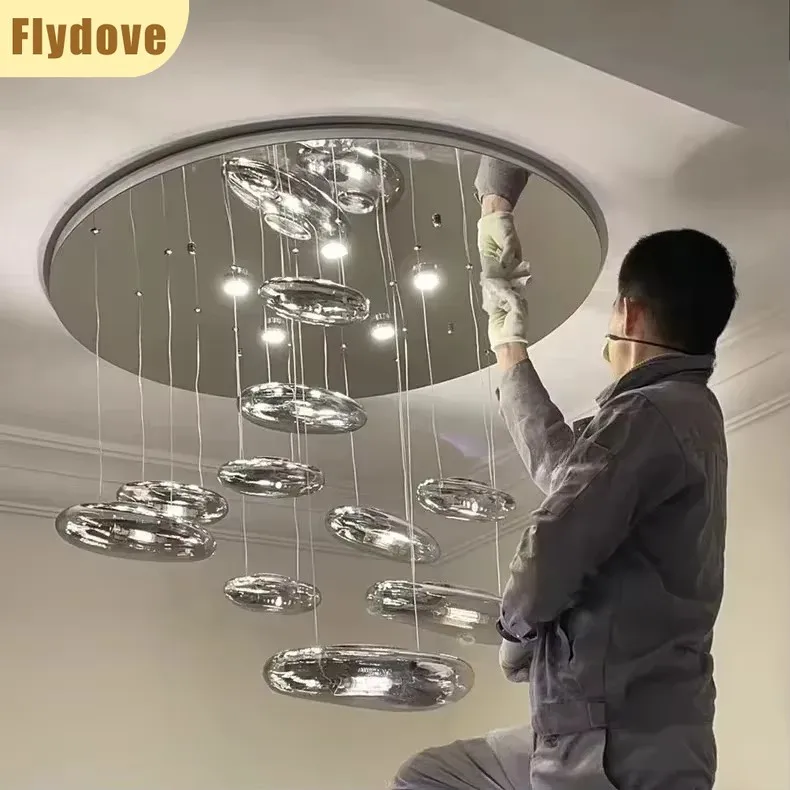 العائمة قطرة الماء غرفة المعيشة ضوء الشمال مطعم العلية فيلا الإبداعية قاعة المعرض الزجاج المنزل تزيين مُثبت ضوء #6