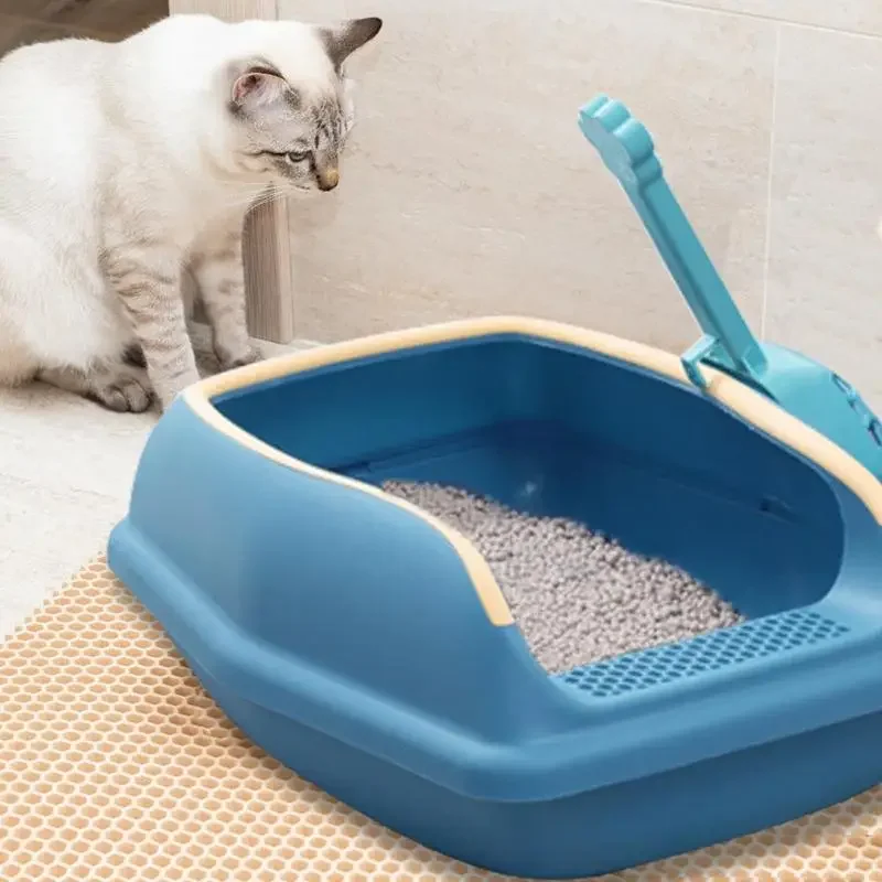 Large Capacity Cat Litter Box Semi Closed Plastic Sand Box For Cats Pet Toilet Anti Splash Cat Tray Cleaning Bath Basin Supplies