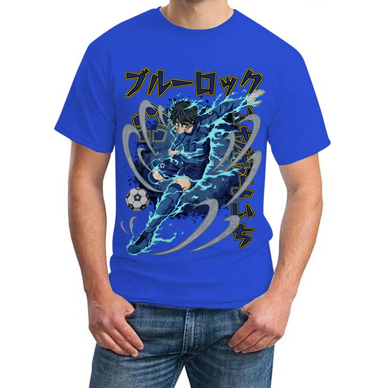 Hot Anime BLUE LOCK Isagi Yoichi T-shirt Japanese Graphic Soccer Anime Manga Tee Gift for Anime Fan Isagi Harajuku Summer Tops