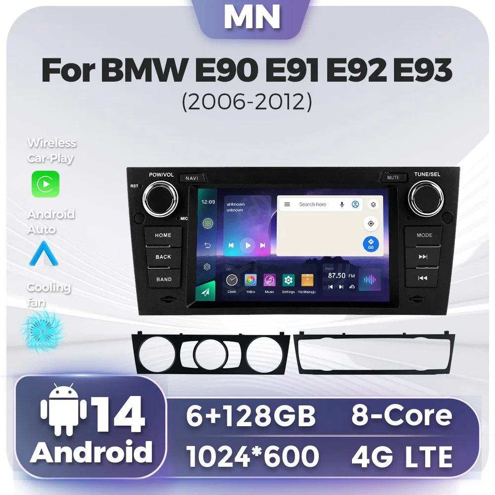 EU Store Android 14 8Core Wirless Carplay Auto Radio For BMW 3 Series E90 E91 E92 E93 2006-2012 Multimedia Player GPS Navigation