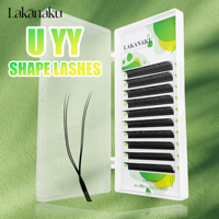 Lakanaku U YY Shape Lashes Faux Mink C/D Curl Natural Soft Brazilian YY Cilios Lashes Extension
